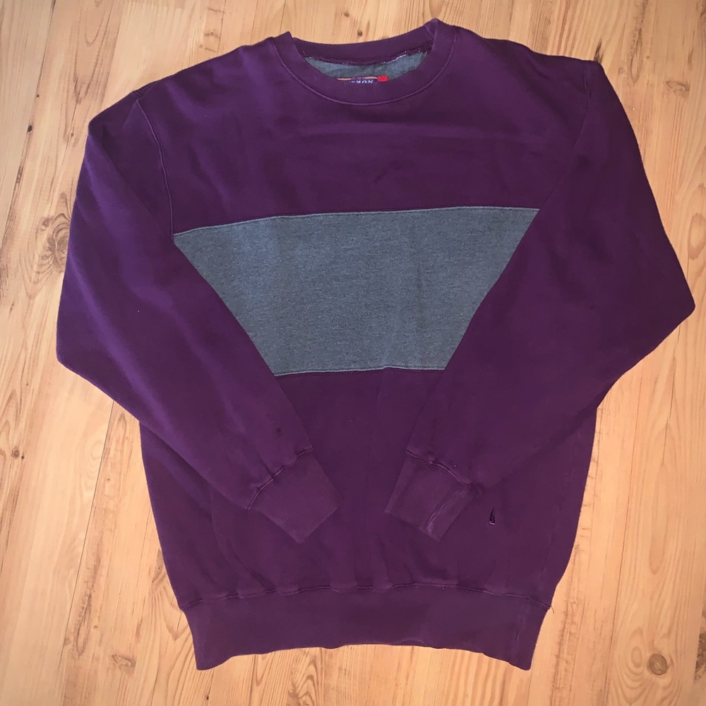 Purple and Grey Crew Neck With Cinched Waist